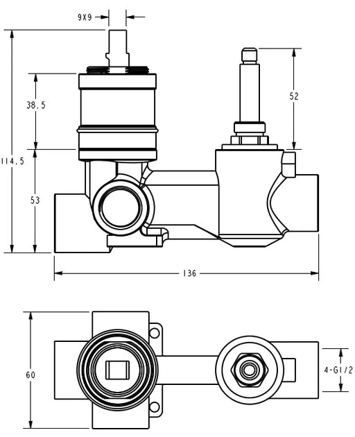 Clasico Wall Diverter Mixer Body HYB868-501BD FIL Kitchen Bathroom