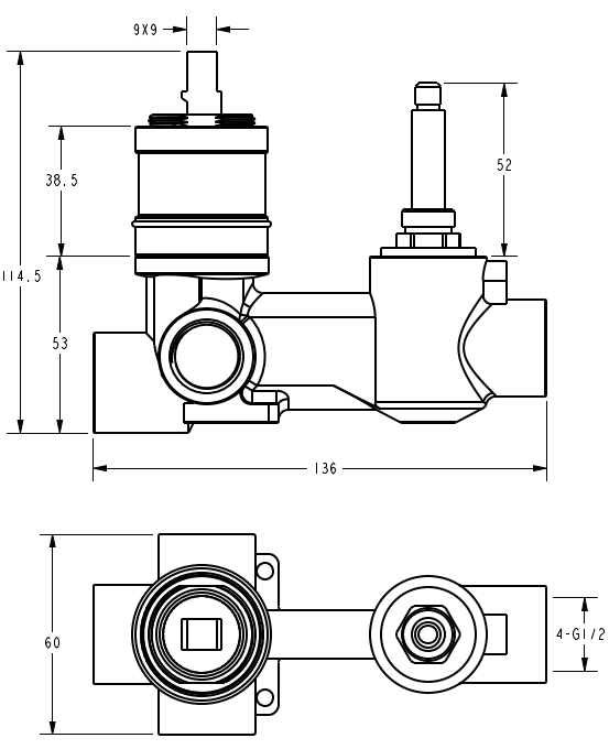 Clasico Wall Diverter Mixer Body HYB868-501BD