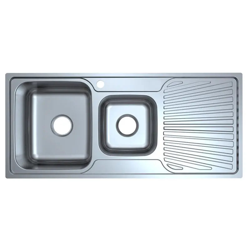 OTUS 1 & 1/2 KITCHEN SINK WITH SINGLE DRAINER RIGHT HAND/LEFT HAND BOWL STAINLESS STEEL FIL Kitchen Bathroom