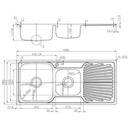 OTUS 1 & 1/2 KITCHEN SINK WITH SINGLE DRAINER RIGHT HAND/LEFT HAND BOWL STAINLESS STEEL FIL Kitchen Bathroom