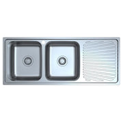 OTUS DOUBLE KITCHEN SINK WITH SINGLE DRAINER RIGHT/LEFT HAND BOWL STAINLESS STEEL FIL Kitchen Bathroom