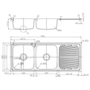 OTUS DOUBLE KITCHEN SINK WITH SINGLE DRAINER RIGHT/LEFT HAND BOWL STAINLESS STEEL FIL Kitchen Bathroom