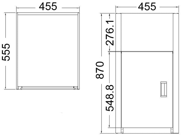 35L COMPACT LAUNDRY TUB & CABINET WITH SIDE HOLE 555X455X870mm