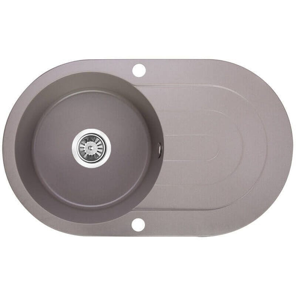 Laveo 470*780*204mm Grey Granite Stone Sink Single Bowl with Drainer(including Space Saving Siphon and Automatic Plug)