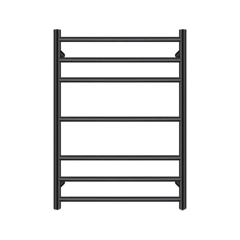 Round  Electric Heated Towel Rack 7 Bars Chrome & Black FIL Kitchen Bathroom