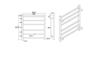 Square  Electric Heated Towel Rack 6 Bars Chrome and Colours FIL Kitchen Bathroom