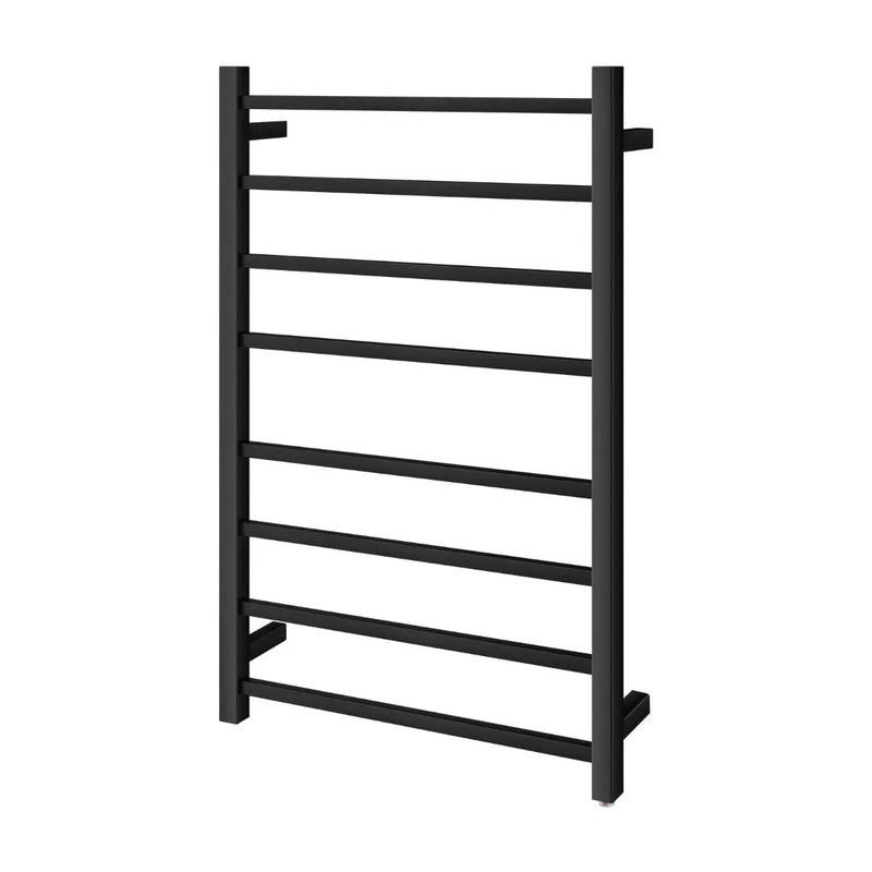 Square Electric Heated Towel Rack 8 Bars Chrome/Black FIL Kitchen Bathroom