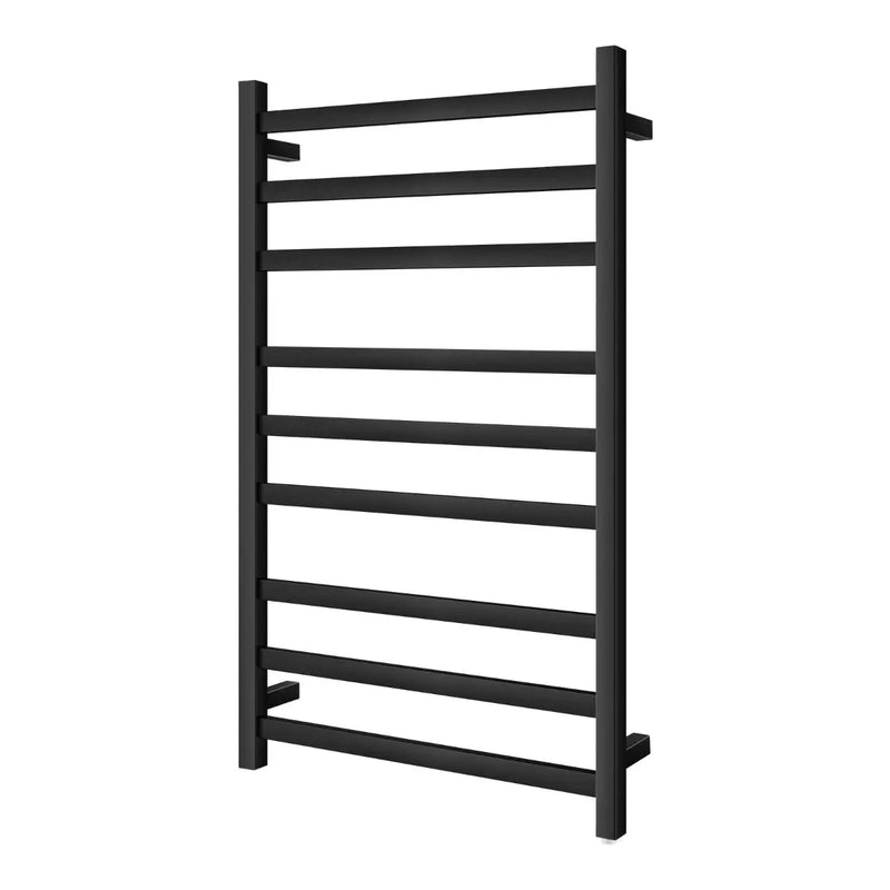 Square Electric Heated Towel Rack 9 Bars Chrome/Matte Black FIL Kitchen Bathroom