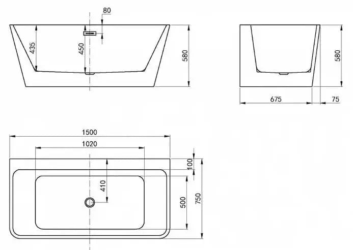 Back To Wall Freestanding Bathtub IS