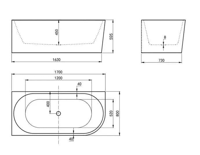 Inspire Gloss White Back To Wall Freestanding Bathtub Right Corner IS