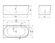 Inspire Gloss White Back To Wall Freestanding Bathtub Left Corner IS