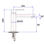 ROSA SLIM SQUARE BASIN MIXER CHROME FIL Kitchen Bathroom