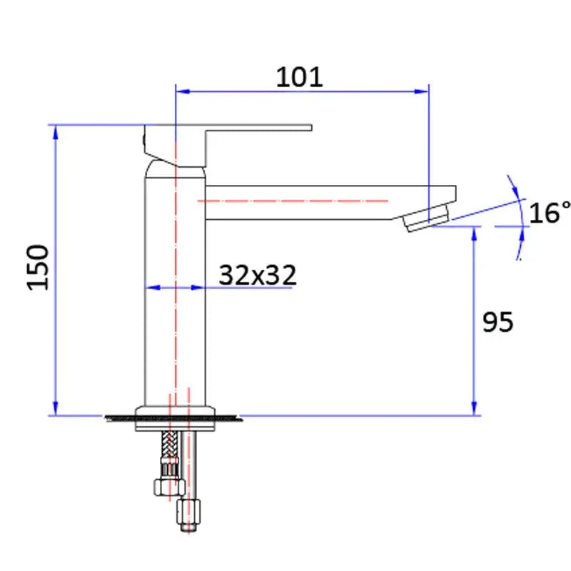 ROSA SLIM SQUARE BASIN MIXER CHROME FIL Kitchen Bathroom