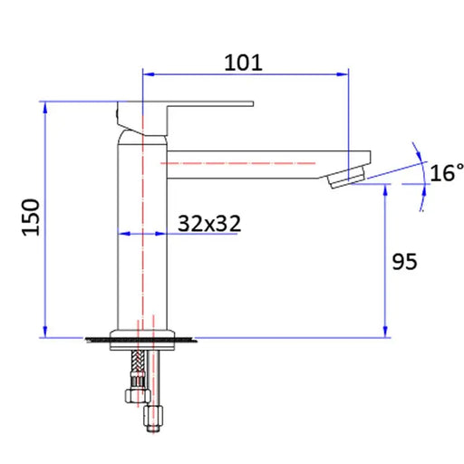 ROSA SLIM SQUARE BASIN MIXER CHROME FIL Kitchen Bathroom