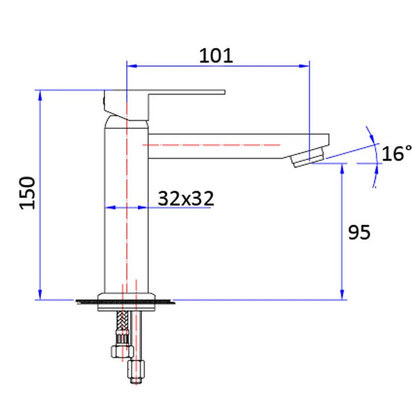 ROSA SLIM SQUARE BASIN MIXER CHROME