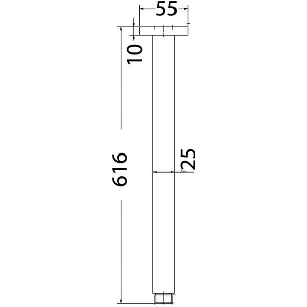 SQUARE VERTICAL SHOWER ARM 610MM CHROME