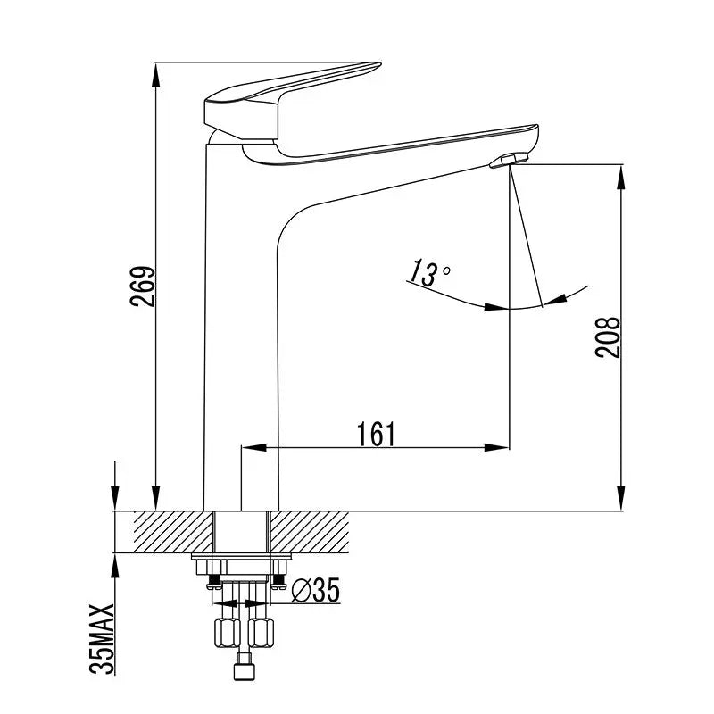 SULU HIGH RISE BASIN MIXER CHROME FIL Kitchen Bathroom