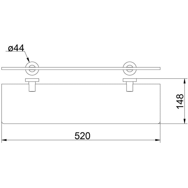 RUBY GLASS SHELF 520MM CHROME