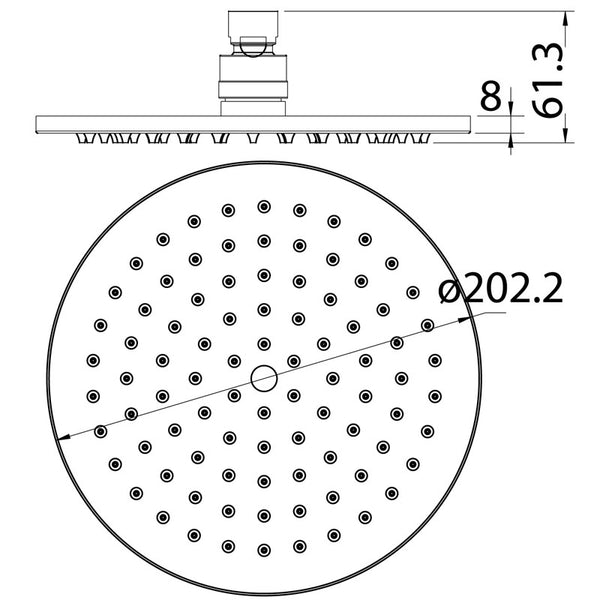 CORA ROUND BRASS SHOWER HEAD 200MM CHROME & COLOURED