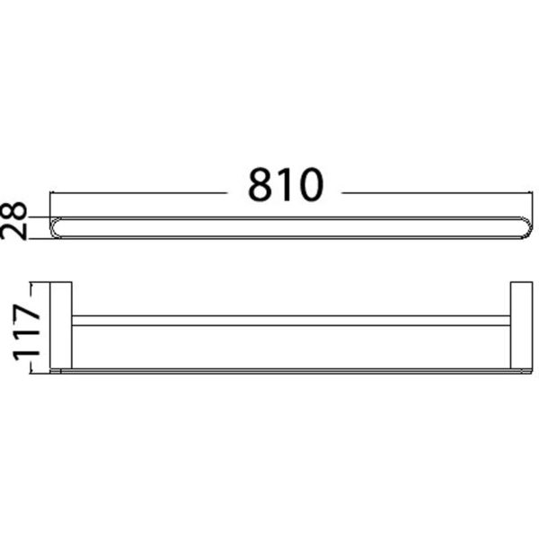 DOVE DOUBLE TOWEL RAIL 800MM CHROME