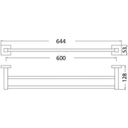 SARA DOUBLE TOWEL RAIL 600MM CHROME FIL Kitchen Bathroom