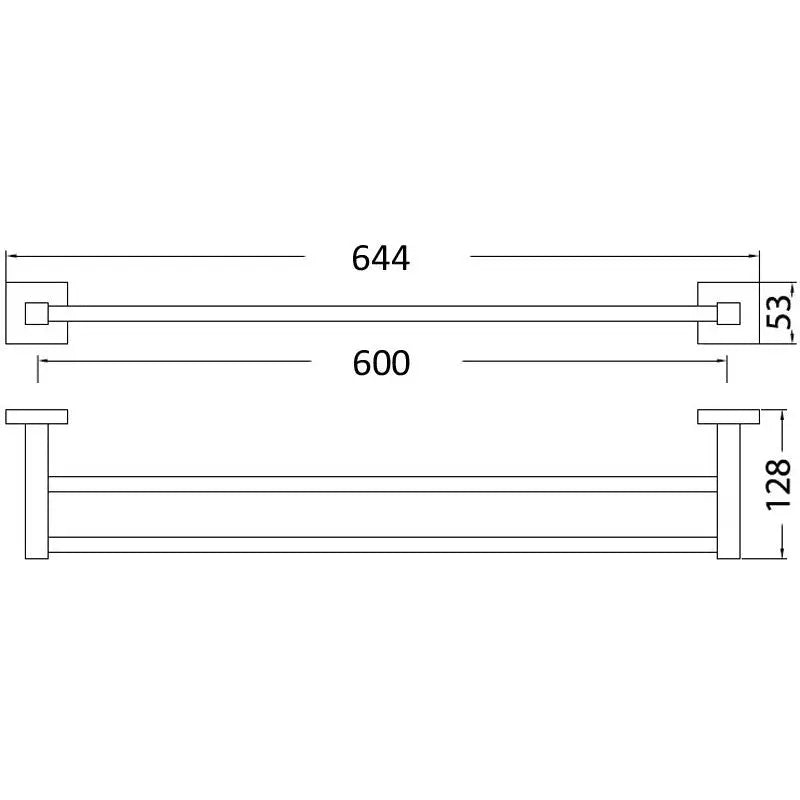 SARA DOUBLE TOWEL RAIL 600MM CHROME FIL Kitchen Bathroom