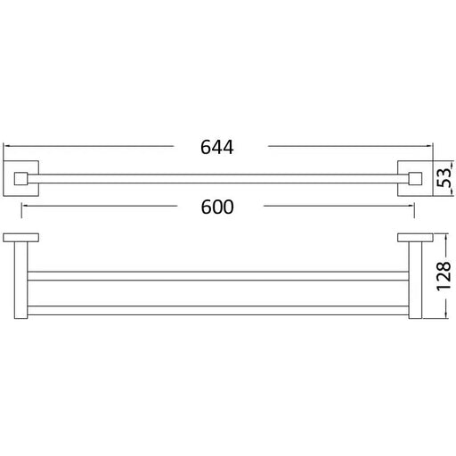 SARA DOUBLE TOWEL RAIL 600MM CHROME FIL Kitchen Bathroom