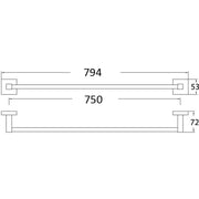 SARA SINGLE TOWEL RAIL 750MM CHROME FIL Kitchen Bathroom