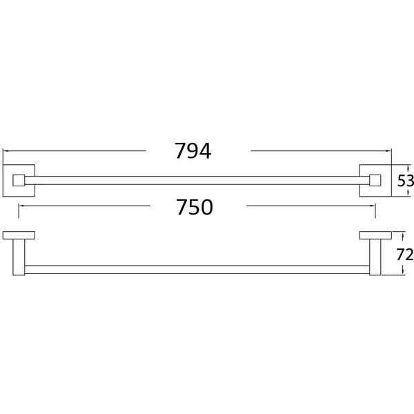 SARA SINGLE TOWEL RAIL 750MM CHROME