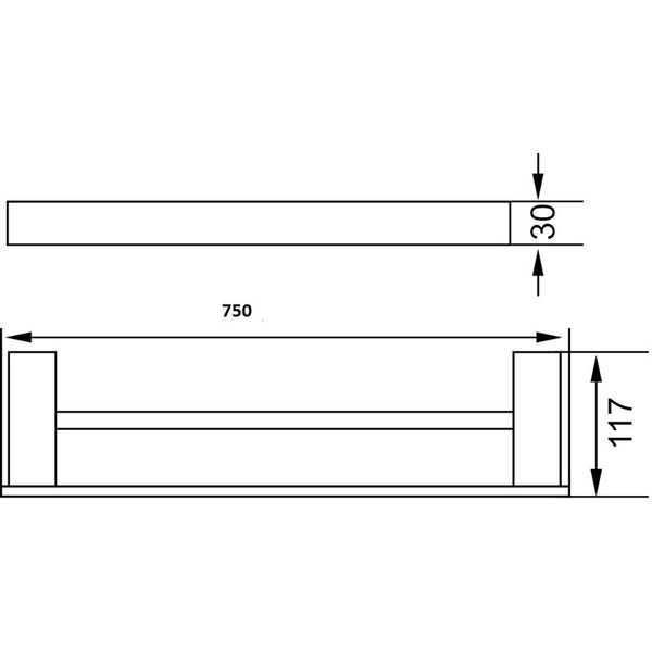 ROSA DOUBLE TOWEL RAIL 800MM MATTE BLACK