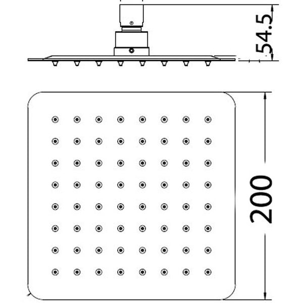 NOVA SQUARE STAINLESS STEEL SHOWER HEAD 200MM CHROME