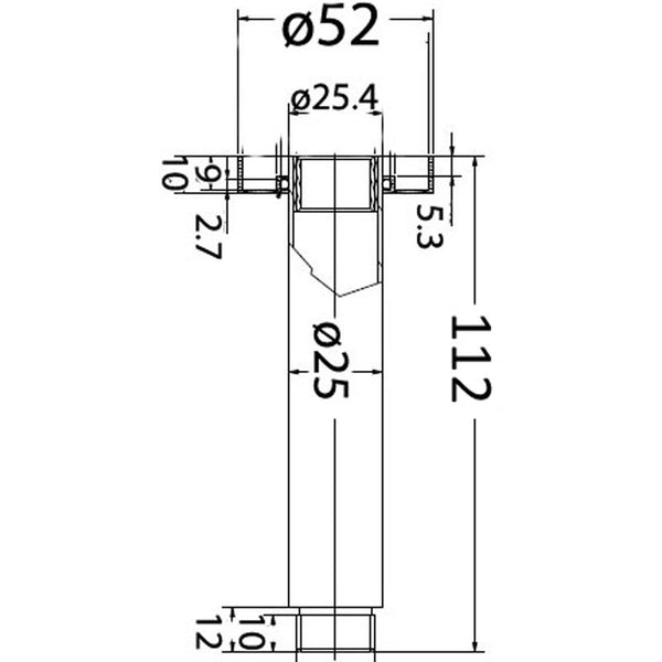 ROUND VERTICAL SHOWER ARM 100MM CHROME