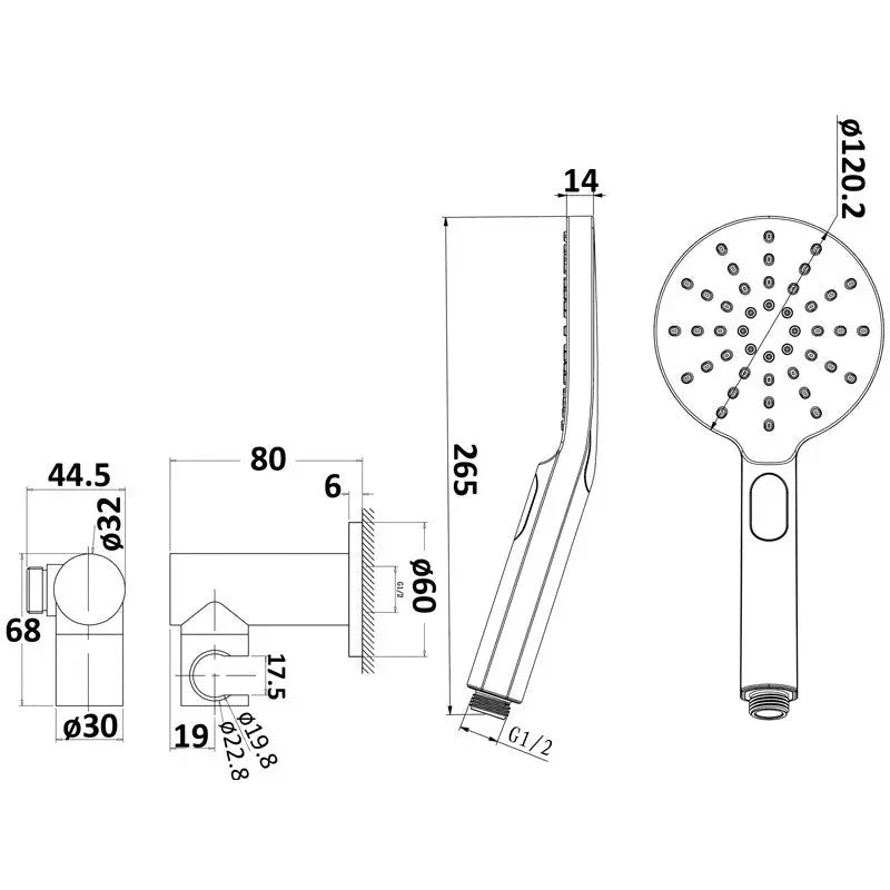 CORA ROUND HAND SHOWER ON WALL OUTLET BRACKET ACL