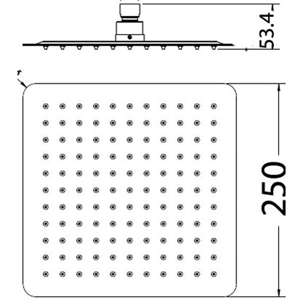 NOVA SQUARE STAINLESS STEEL SHOWER HEAD 250MM CHROME