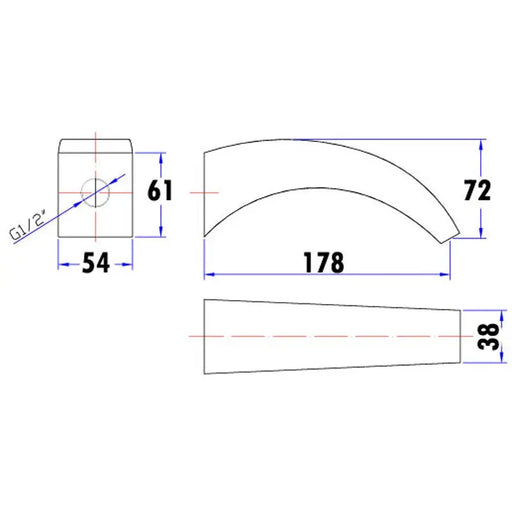 YALE SQUARE CRESCENT SHAPED BATH SPOUT CHROME FIL Kitchen Bathroom