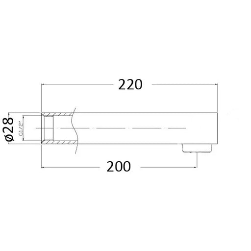 YALE BATH SPOUT 220MM CHROME FIL Kitchen Bathroom