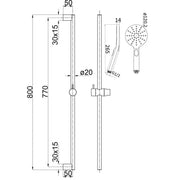 CORA ROUND SLIDING SHOWER RAIL WITH HAND SHOWER CHROME & COLOURED ACL