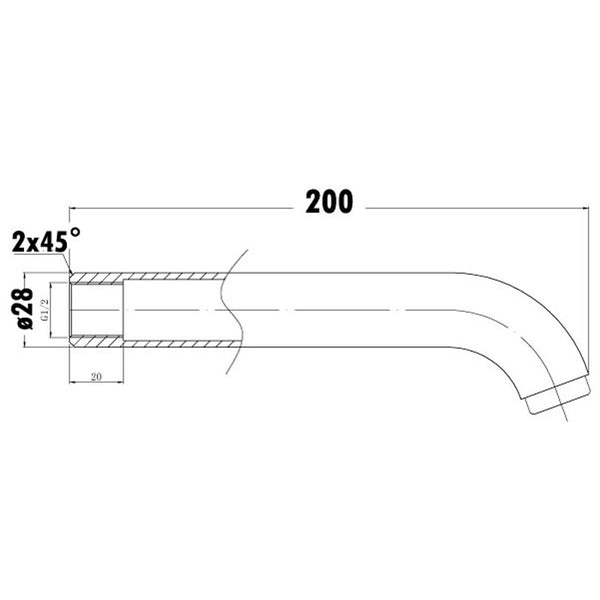 YALE L-CYLINDA BATH SPOUT 200MM CHROME