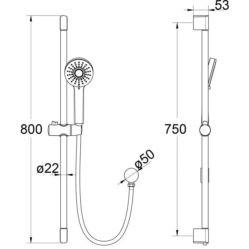 MAYA ROUND MULTIFUNCTION SLIDING SHOWER RAIL WITH HAND SHOWER CHROME FIL Kitchen Bathroom