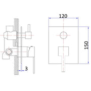SARA SQUARE HANDLE BATH/SHOWER MIXER WITH DIVERTER CHROME FIL Kitchen Bathroom