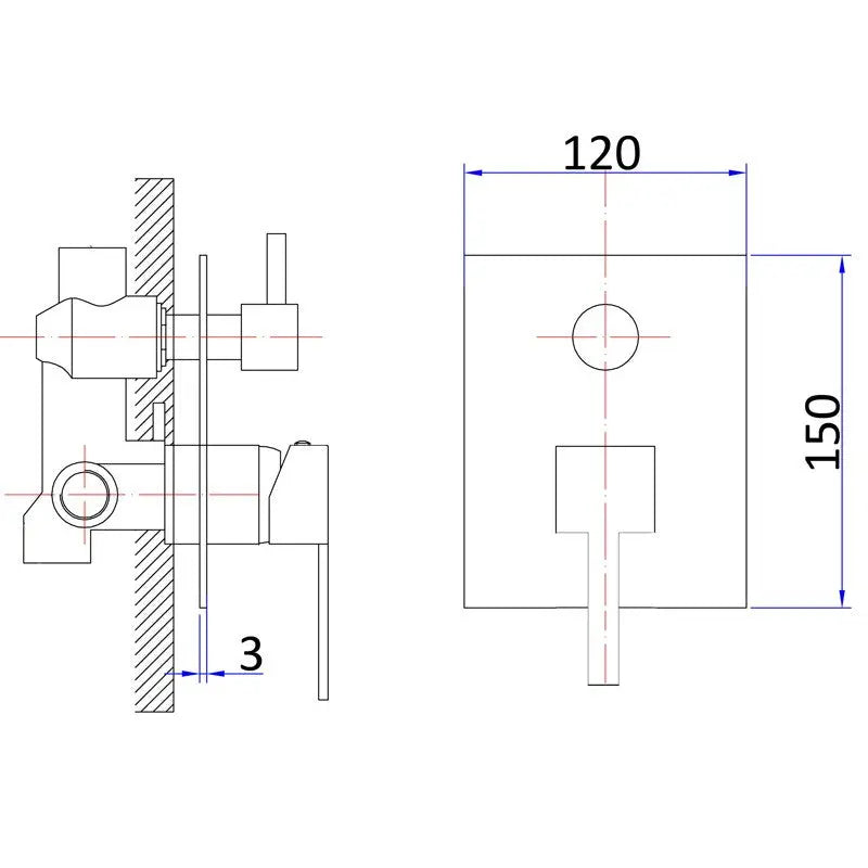 SARA SQUARE HANDLE BATH/SHOWER MIXER WITH DIVERTER CHROME FIL Kitchen Bathroom