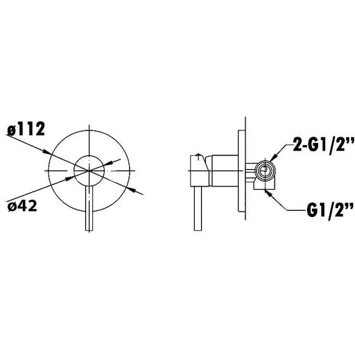 OTUS PIN HANDLE ROUND BATH/SHOWER WALL MIXER CHROME / MATTE BLACK FIL Kitchen Bathroom