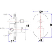 DOVE WALL MIXER WITH DIVERTER CHROME FIL Kitchen Bathroom
