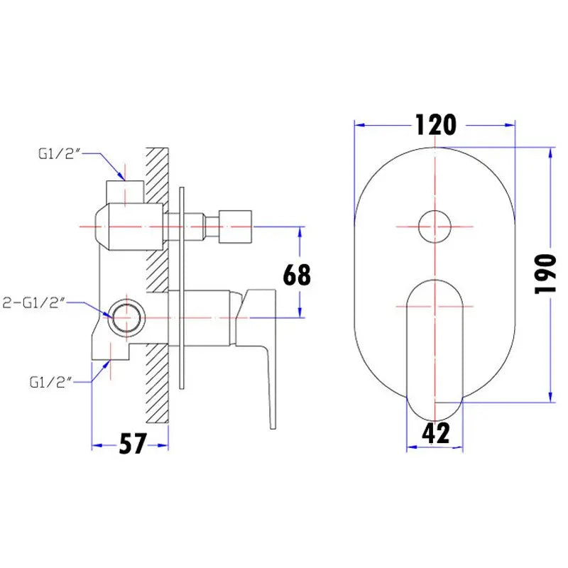 DOVE WALL MIXER WITH DIVERTER CHROME FIL Kitchen Bathroom