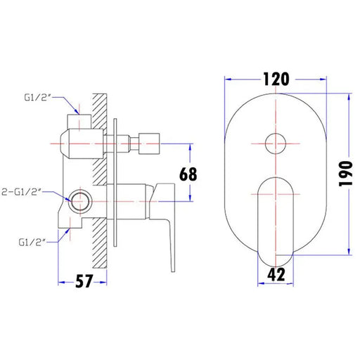 DOVE WALL MIXER WITH DIVERTER CHROME FIL Kitchen Bathroom