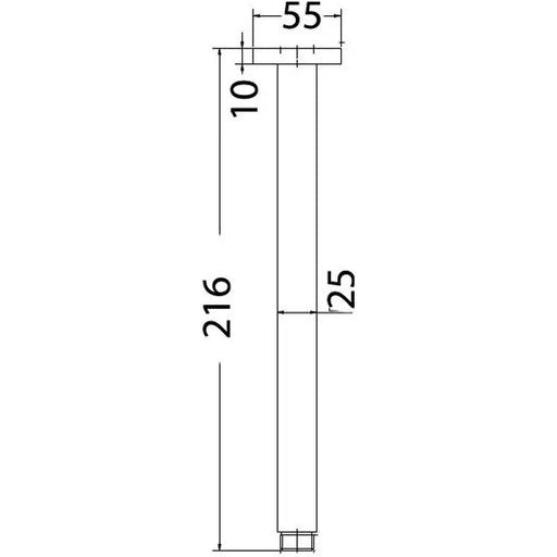 SQUARE VERTICAL SHOWER ARM 210MM CHROME FIL Kitchen Bathroom