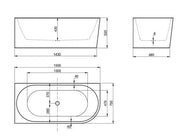 Inspire Gloss White Back To Wall Freestanding Bathtub Right Corner IS
