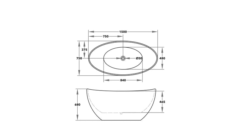 Gloss Black & White Freestanding Bath PS