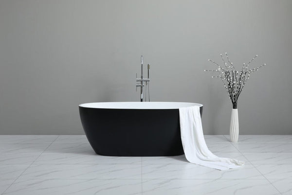 Matte Black & White Freestanding Bath