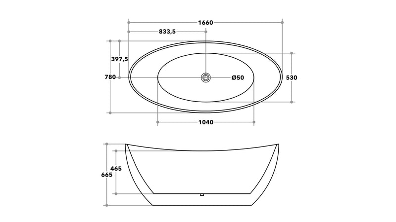 Gloss Black & White Freestanding Bath PS